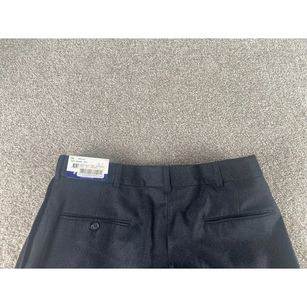Austin Reed Mens 33 Wool Cashmere Dress Pants Charcoal Unhemmed Pleated NWT